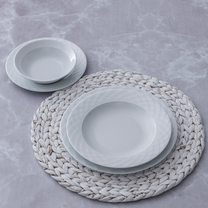Hermia ALF24Y400 Vajilla de Porcelana Blanca 24 Piezas para Experiencia Gastronómica Elegante y Duradera